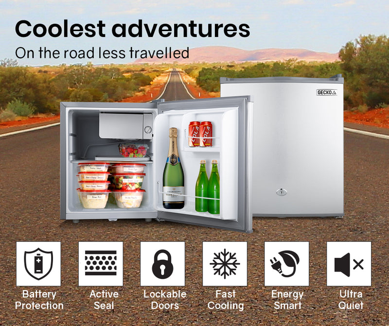 GECKO 57L Portable Bar Fridge Refrigerator 12V/24V/240V Camping Camper Caravan