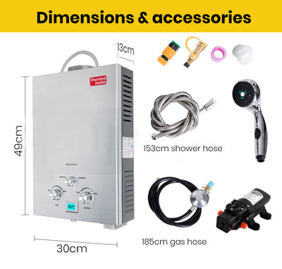 Thermomate Outdoor Water Heater Gas Camping Hot Portable Tankless Shower Pump