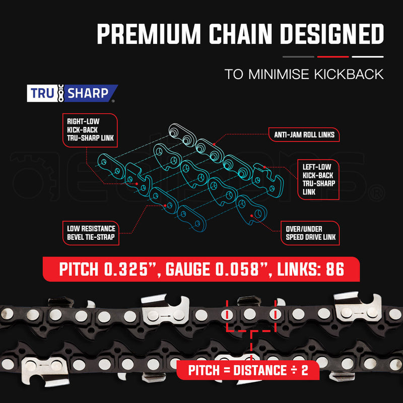 22 Baumr-AG Chainsaw Chain Bar Replacement Commercial Saws 0.325 0.058 86DL