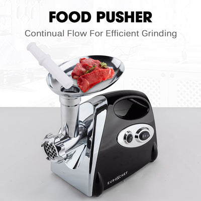 EUROCHEF Electric Meat Grinder, Stainless Steel Mincer Sausage Filler Kibbe Maker, Black