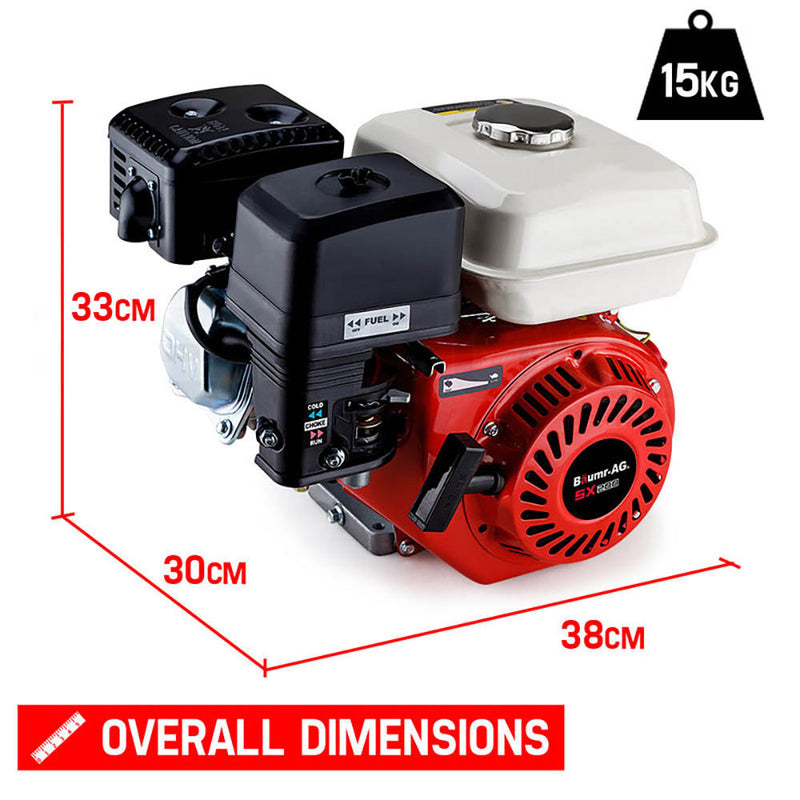 Baumr-AG 6.5HP Petrol Stationary Engine Motor 4-Stroke OHV Horizontal Shaft Recoil Start