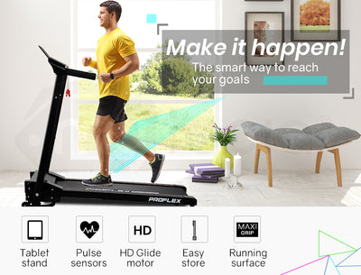 PROFLEX Treadmill Bluetooth Running Machine Foldable Small Compact Home Electric