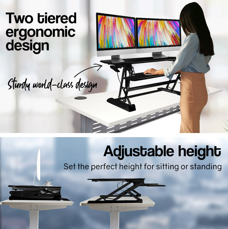 FORTIA Height Adjustable Standing Desk Riser Sit/Stand Computer Desktop Office