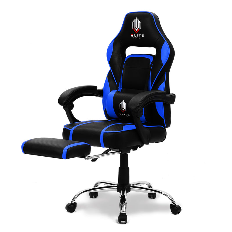 OVERDRIVE Gaming Chair Racing Computer PC Seat Office Reclining Footrest Blue