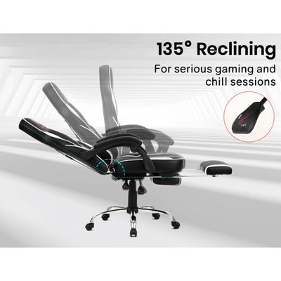 OVERDRIVE Gaming Chair Racing Computer PC Seat Office Reclining Footrest Black