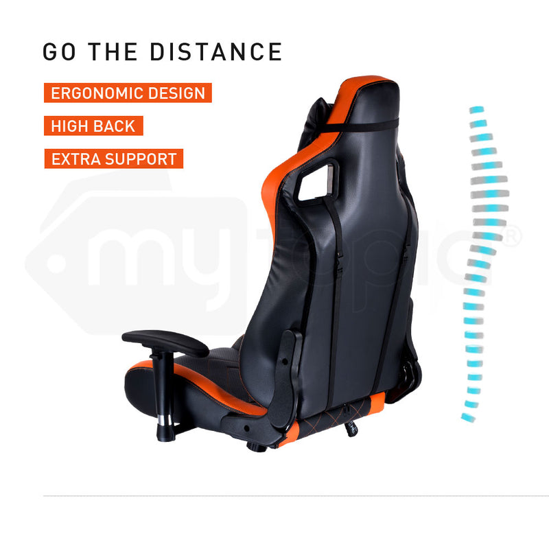 Overdrive Gaming Chair Office Computer Racing PU Leather Executive Black Orange