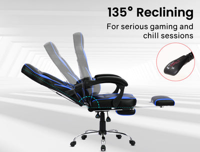 OVERDRIVE Gaming Chair Desk Racing Seat Setup PC Combo Black Office Table Foot