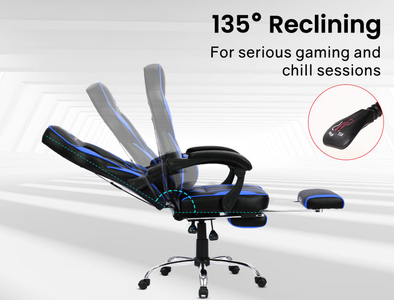 OVERDRIVE Gaming Chair Desk Racing Seat Setup PC Combo Black Office Table Foot