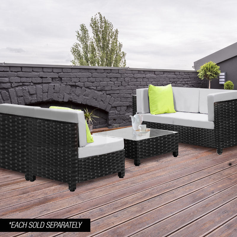 LONDON RATTAN 1pc Sofa Outdoor Furniture Setting - Steel Frame Garden Lounge