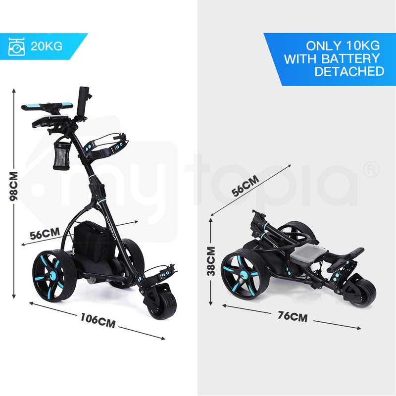 THOMSON Golf Buggy Electric Trolley Automatic Motorised Foldable Cart LED Black