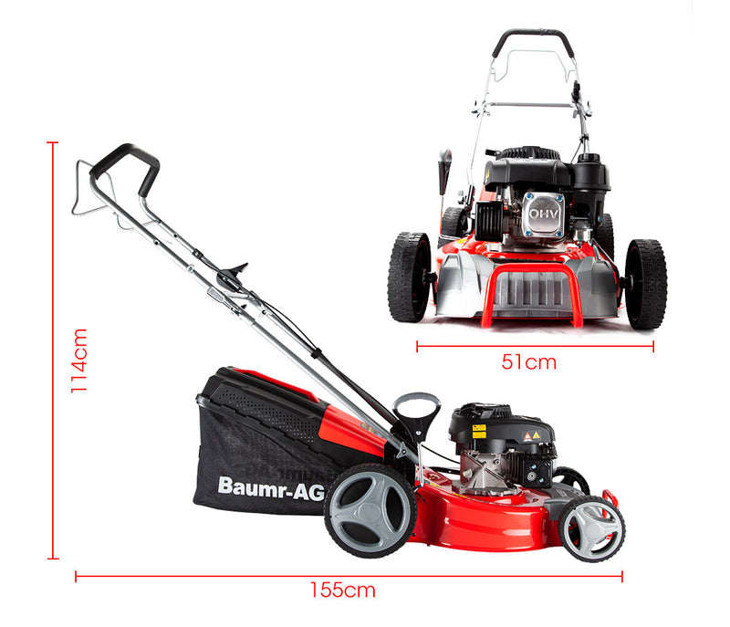 Baumr-AG Lawn Mower 18 175cc Petrol Self-Propelled Push Lawnmower 4-Stroke