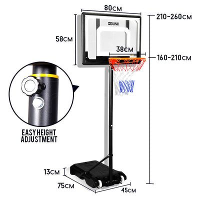 Dr.Dunk Adjustable Basketball Stand System Kids Hoop Portable Height Rim Ring