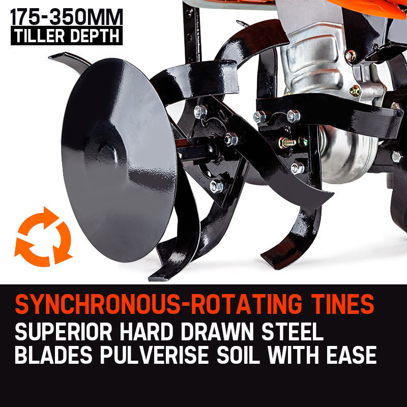 PLANTCRAFT 7.0HP Cultivator Tiller Plough Self-Propelled Rotary Rototiller