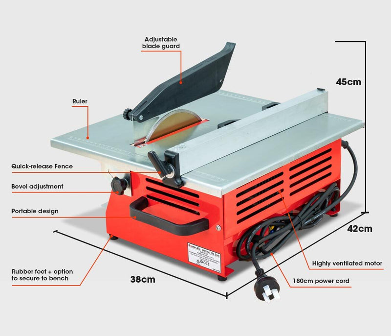 BAUMR-AG Table Tile Saw Wet Cutter 600W 7 180mm Top Electric Ceramic Porcelain