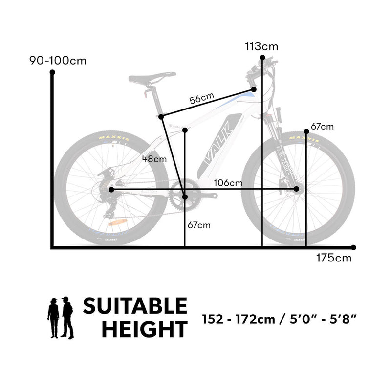 VALK Electric Bike eBike Motorized Bicycle Battery Mountain eMTB 36V 250W 26Inch