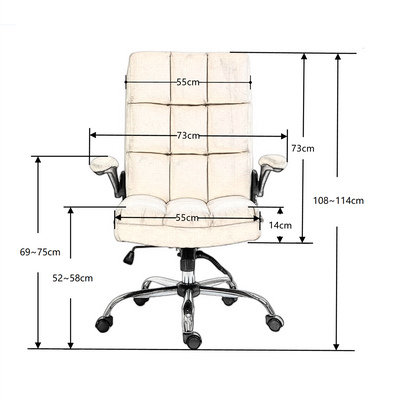 Soft Velvet Home Ergonomic Swivel Adjustable Tilt Angle and Flip-up Arms Office Chair