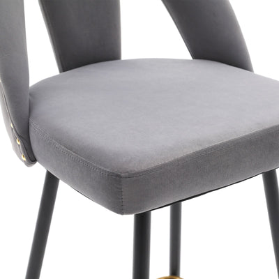 2x Velvet Bar Stool Gold Metal Legs Barstool Kitchen Nailhead Dining Chair