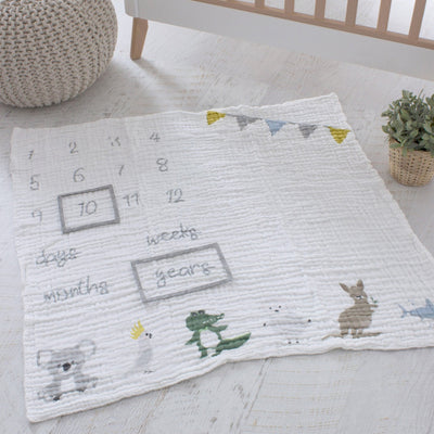 Bubba Blue Aussie Animal Milestone Muslin 97715