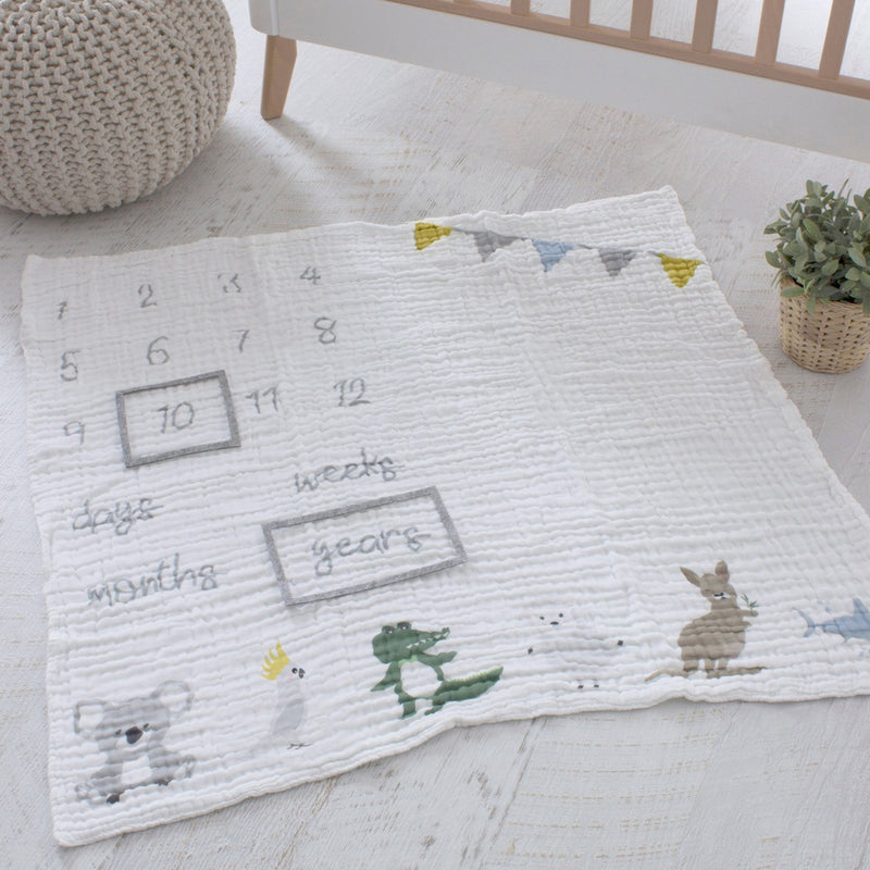 Bubba Blue Aussie Animal Milestone Muslin 97715