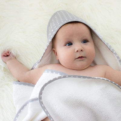 Bubba Blue Grey Polka Dots Hooded Towel