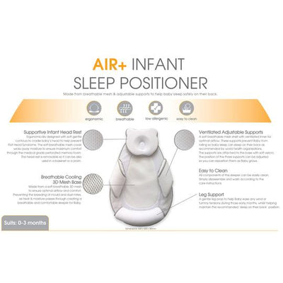 Bubba Blue Air+ Infant Sleep Positioner with Head Rest Grey 103126
