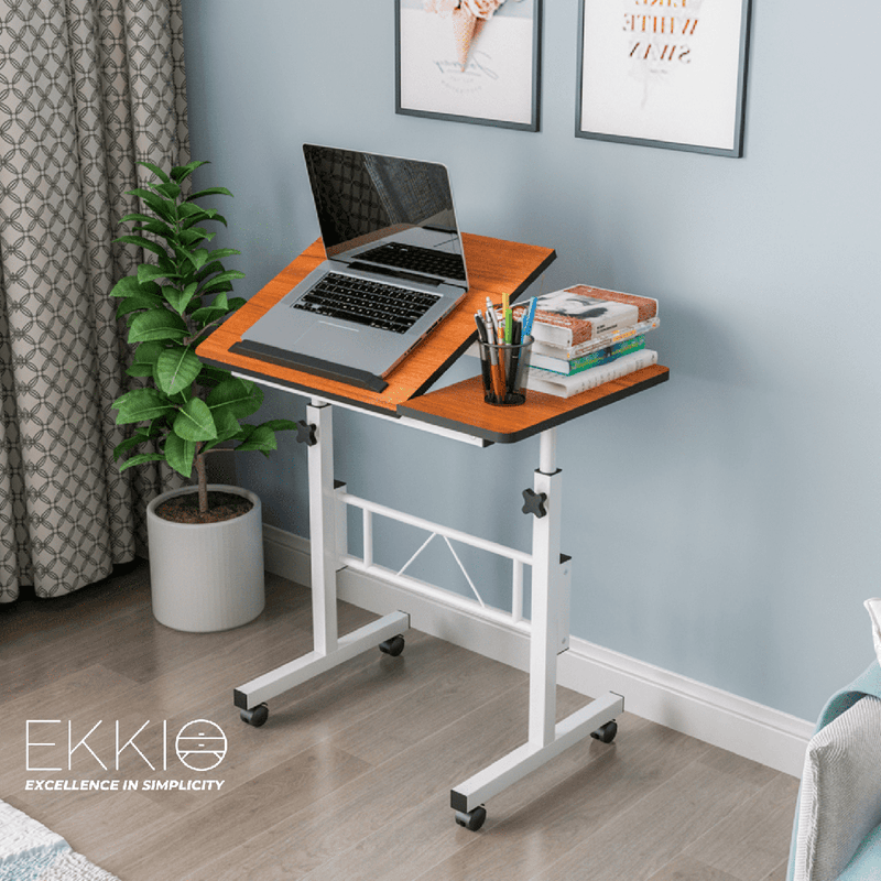 EKKIO Mobile Desk Half Tilt Oak EK-MD-102-VAC