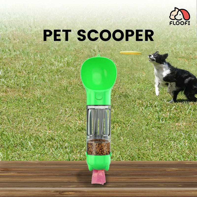 Floofi 4 in 1 pet scooper & feeder Green