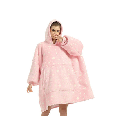 GOMINIMO Hoodie Blanket Glow In Dark Star Pink HM-HB-108-AYS