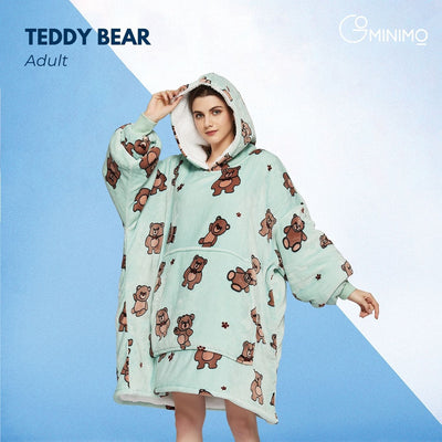 GOMINIMO Hoodie Blanket Adult Teddy Bear Green