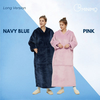 GOMINIMO Hoodie Blanket Long Navy Blue