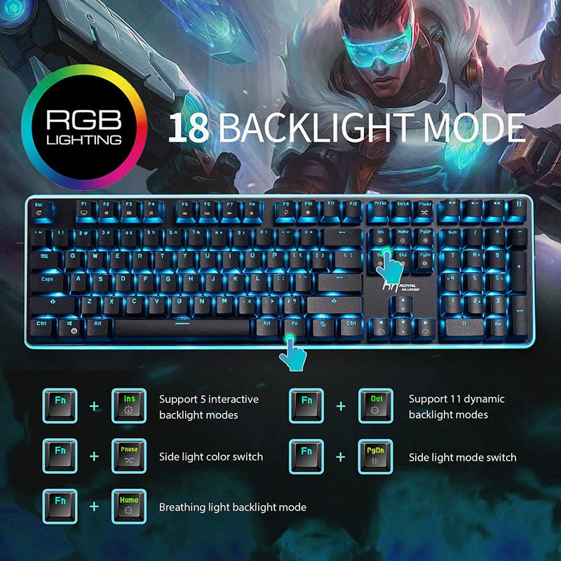 Royal Kludge RK918 RGB Wired Mechanical Keyboard Black (Red Switch)
