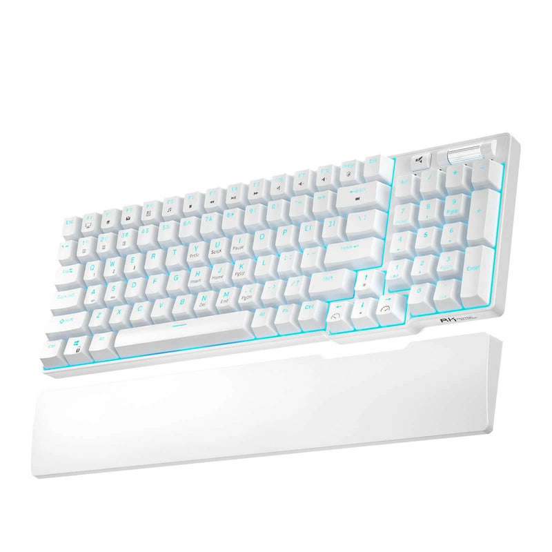 Royal Kludge RK96 Wired Tri Mode Bluetooth RGB Hot Swappable Mechanical Keyboard White (Brown Switch)