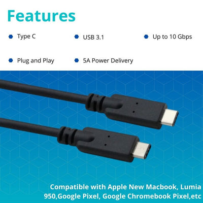 VCOM USB 3.1V C/M to C/M Cable with IC - 1m - CU420