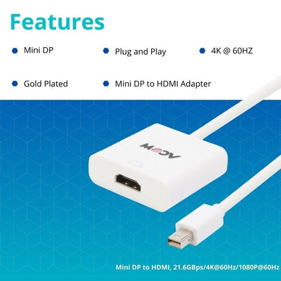 VCOM 0.15m Mini Display Port Male to HDMI Female Adapter Cable (White)CG611-0.15