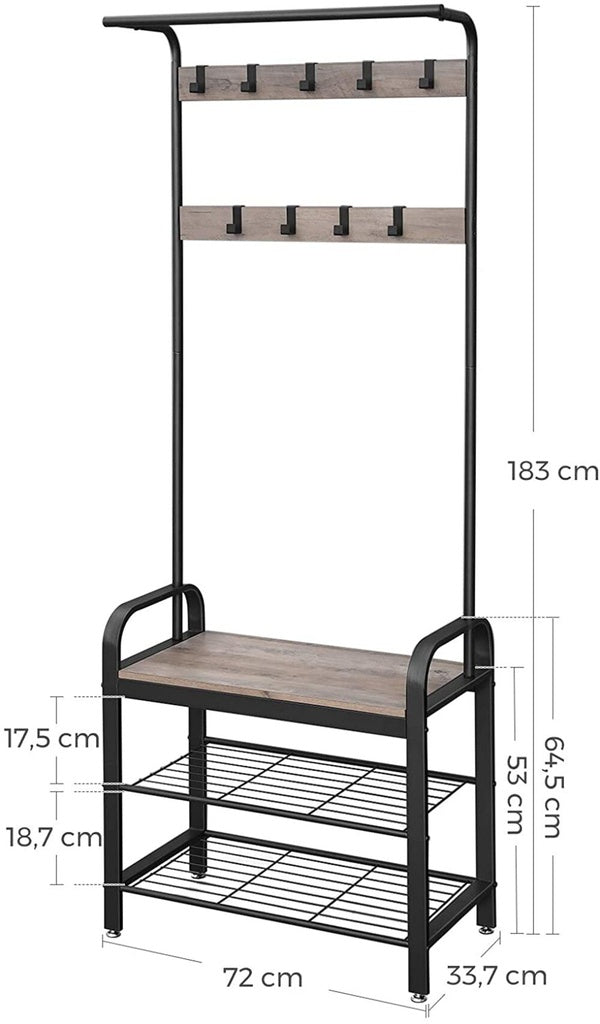 VASAGLE Coat Rack Stand Greige and Black