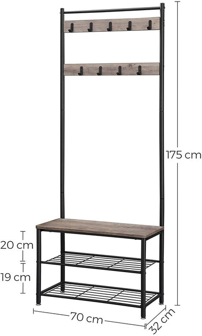 VASAGLE Coat Rack Stand 175cm Greige