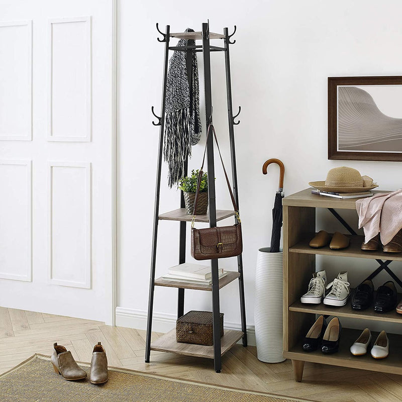 VASAGLE Coat Rack 3 Shelves Greige