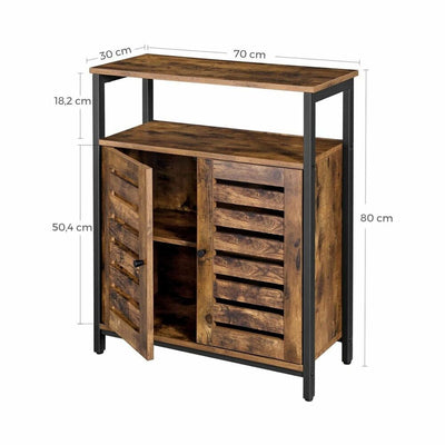 VASAGLE Standing Cabinet Storage Cabinet Accent Side Cabinet with Shelf Cupboard with Louvred Doors Rustic Brown LSC76BX