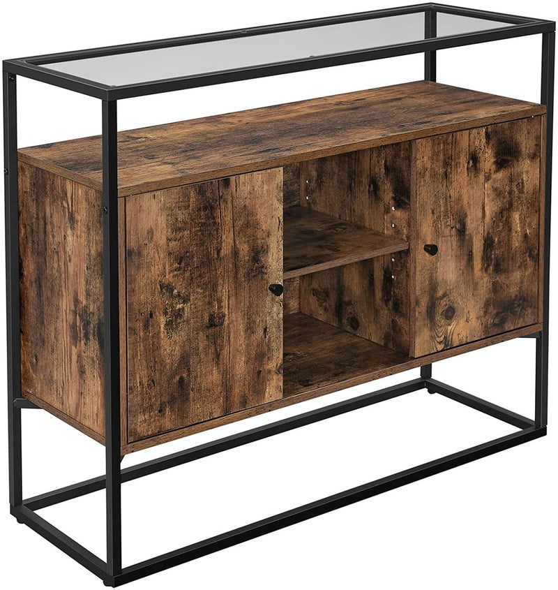 VASAGLE Sideboard Rustic Brown and Black LSC014B01