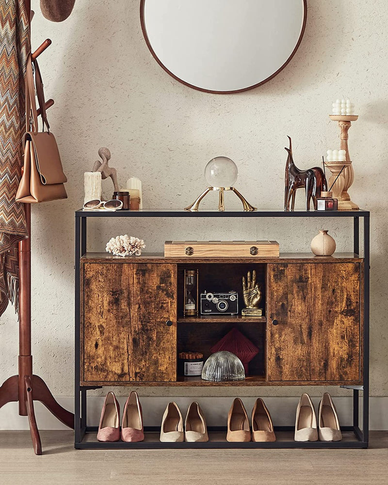 VASAGLE Sideboard Rustic Brown and Black LSC014B01