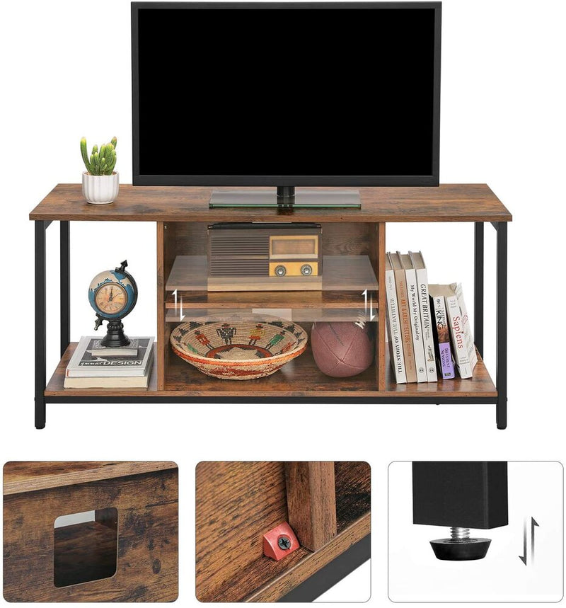 VASAGLE TV Cabinet TV Console Unit with Open Storage TV Stand with Shelving Rustic Brown LTV39BX