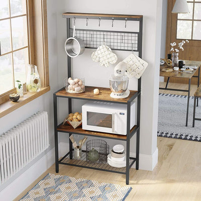 VASAGLE Industrial Kitchen Baker's Rack Kitchen Unit with Storage Shelves Rustic Brown