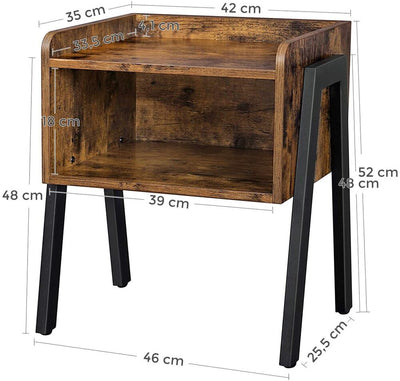 VASAGLE Side Table Rustic Brown and Black