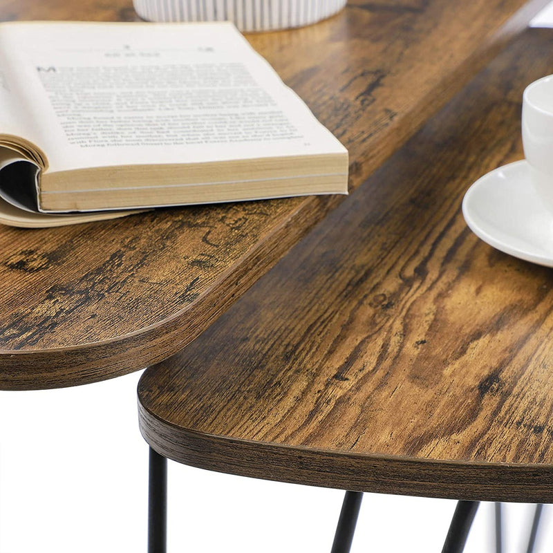 VASAGLE Nesting Table Triangle Rustic Brown and Black