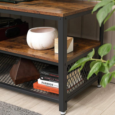 VASAGLE Industrial TV Stand for Screen Size up to 60 Inches Rustic Brown LTV50BX