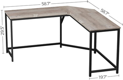 VASAGLE L-Shaped Computer Desk Greige LWD073B02