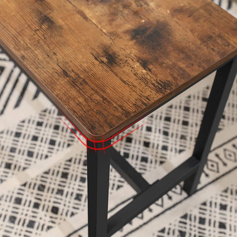 VASAGLE Table Benches Set of 2 Industrial Style Indoor Benches Durable Metal Frame for Kitchen Dining Room Living Room Rustic Brown