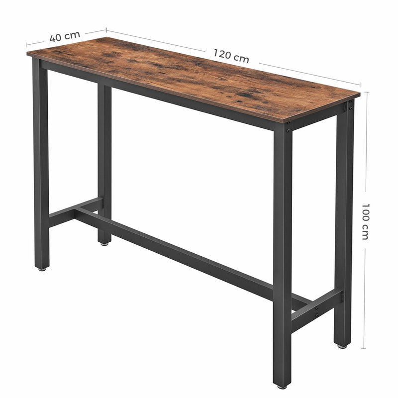 VASAGLE Bar Table 120cm Rustic Brown and Black