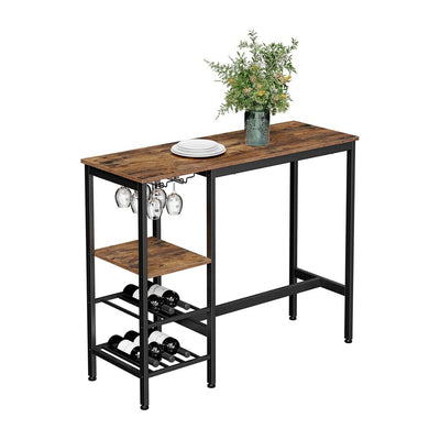 VASAGLE Bar Table with Wine Glass Holder and Bottle Rack