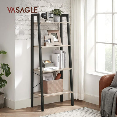 VASAGLE Ladder Shelf 4-Tier Greige and Black LLS44MB